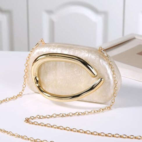 Dreubea Minimalist Gold-Tone Art Deco Clutch Bag – Elegant Metallic Accent Evening Handbag Purse for Women in Kuwait