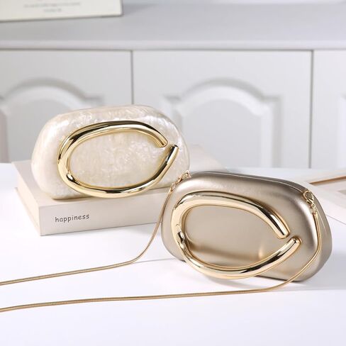 Dreubea Minimalist Gold-Tone Art Deco Clutch Bag – Elegant Metallic Accent Evening Handbag Purse for Women in Kuwait