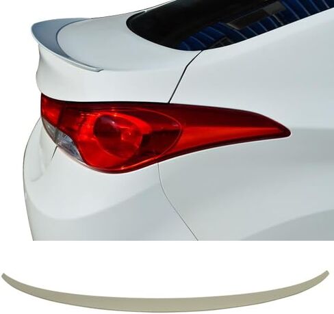 Trunk Spoiler Compatible with 2010-2015 Hyundai Elantra, Factory Style Unpainted ABS Added On Lip Wing by IKON MOTORSPORTS, 2010 2011 2012 2013 2014 2015 in Kuwait