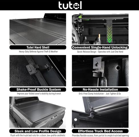 Tutel Hard Shell Folding Truck Bed Tonneau Cover|Fits 2022-2026 Toyota Tundra 5‘6" Bed w/OE Rail System (66.7") - TULH034 in Saudi Arabia