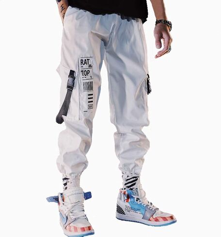XYXIONGMAO Men's Techwear Tactical Pants Cargo Jogger Pants Harem Hip Hop Pants White in Saudi Arabia