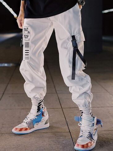 XYXIONGMAO Men's Techwear Tactical Pants Cargo Jogger Pants Harem Hip Hop Pants White in Saudi Arabia