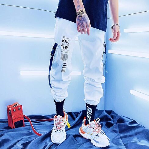 XYXIONGMAO Men's Techwear Tactical Pants Cargo Jogger Pants Harem Hip Hop Pants White in Saudi Arabia