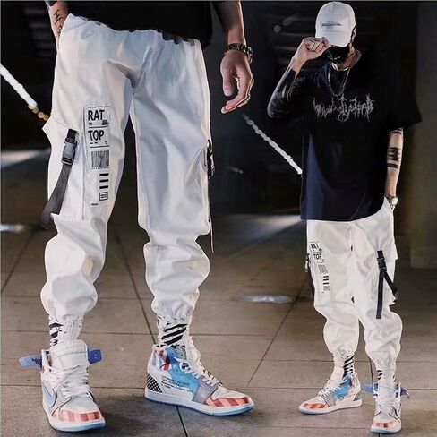 XYXIONGMAO Men's Techwear Tactical Pants Cargo Jogger Pants Harem Hip Hop Pants White in Saudi Arabia