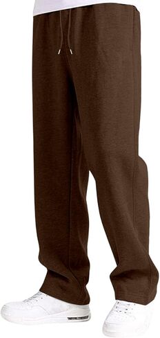 Men's Baggy Sweatpants Fleece Straight Leg Casual Pants Elastic Waist Athletic Workout Jogger Sweat Pants Fall Winter in Kuwait