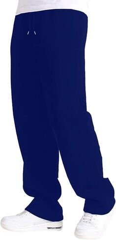Men's Baggy Sweatpants Fleece Straight Leg Casual Pants Elastic Waist Athletic Workout Jogger Sweat Pants Fall Winter in Kuwait