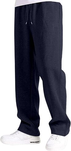 Men's Baggy Sweatpants Fleece Straight Leg Casual Pants Elastic Waist Athletic Workout Jogger Sweat Pants Fall Winter in Kuwait