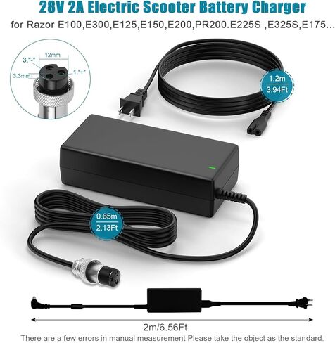 42V 2A Power Charger Cable Fast Charge 3-Prong Inline Connector (Φ 0.31 inch!!!) for Electric Sports & Outdoor Equipment (Fit 36V Li-ion Battery Pack) in Kuwait