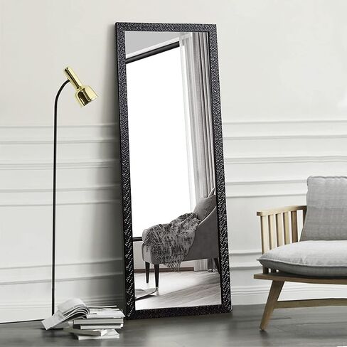 المرآة ذات الطول الكامل لـ OGCAU ، مرآة النوافذ 65 "x22" ، طول الأرضية معلقة أو تميل ، كامل الجسم مع جزء من نافذة الإطار الحديدي لغرفة المعيشة غرفة النوم (أسود) in Saudi Arabia