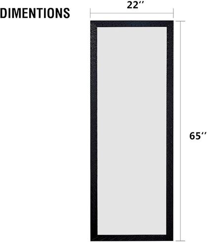 المرآة ذات الطول الكامل لـ OGCAU ، مرآة النوافذ 65 "x22" ، طول الأرضية معلقة أو تميل ، كامل الجسم مع جزء من نافذة الإطار الحديدي لغرفة المعيشة غرفة النوم (أسود) in Saudi Arabia