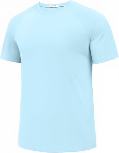 PINSPARK Workout Shirts for Men UPF 50+ Quick Dry Athletic Gym Tee Shirts Mens Short Sleeve Running Cooling Swimming T-Shirt in Kuwait