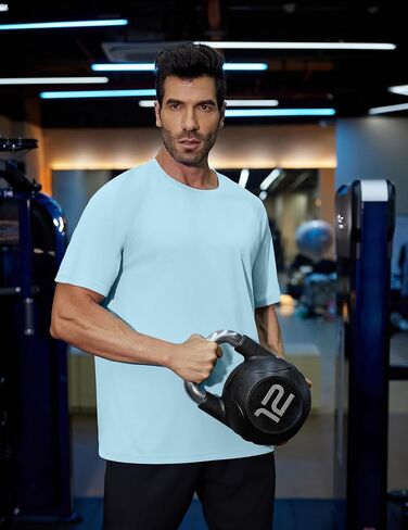 PINSPARK Workout Shirts for Men UPF 50+ Quick Dry Athletic Gym Tee Shirts Mens Short Sleeve Running Cooling Swimming T-Shirt in Kuwait