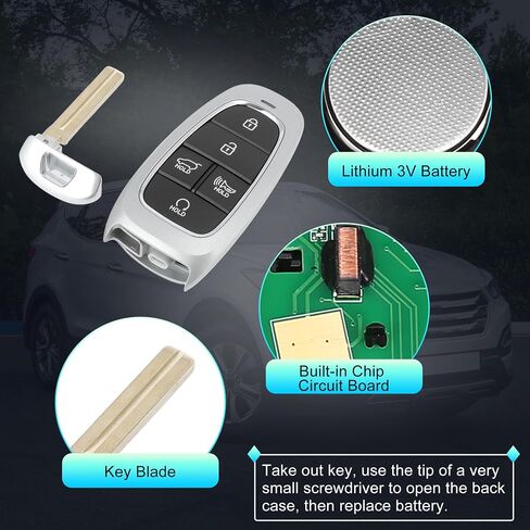 X AUTOHAUX TQ8-FOB-4F27 433MHz Replacement Keyless Entry Remote Smart Key Fob for Hyundai Santa Fe 2021 2022 2023 2024 No.95440-S1670 5 Buttons in Saudi Arabia