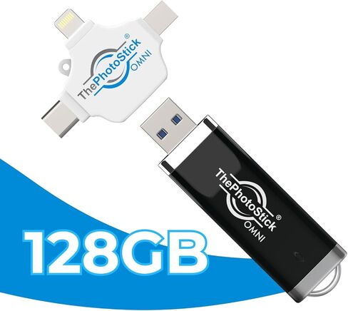 ThePhotoStick® Omni 128GB - Secure Photo & Video Backup and Transfer | Digital File Organization | USB & Multiport Connection for Phones, Tablets and Computers | Portable Memory | External Storage in Kuwait