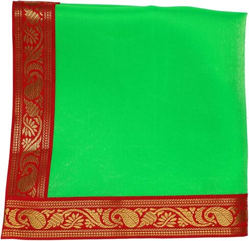 Set of 4 Small Pooja Cloth Mat Aasan Decorative Cloth (Size:-16 Inches X 16 Inches,) for Indian Traditional Multipurpose Pooja Diwali Decorations Item & Article Yellow Laxmi in Saudi Arabia