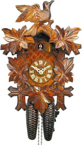 Wall Cuckoo Clock Mechanical 8 Day with 1 Bird & 5 Leaves; German Black Forest Coco Coo-Coo Clocks in Saudi Arabia