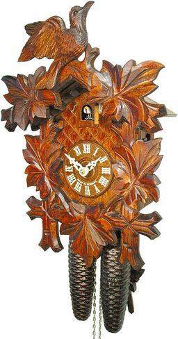 Wall Cuckoo Clock Mechanical 8 Day with 1 Bird & 5 Leaves; German Black Forest Coco Coo-Coo Clocks in Saudi Arabia