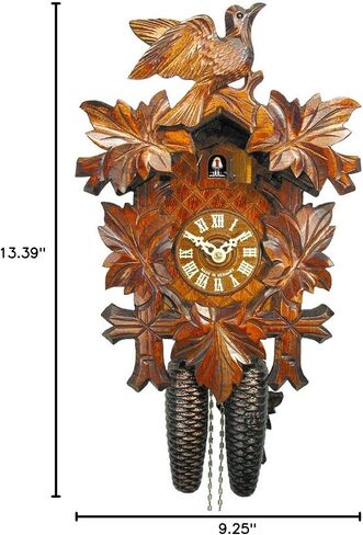 Wall Cuckoo Clock Mechanical 8 Day with 1 Bird & 5 Leaves; German Black Forest Coco Coo-Coo Clocks in Saudi Arabia