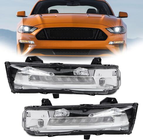ضوء الضباب مع عدسة متوافقة مع 2018-2023 Ford Mustang GT/Bullitt/Premium الجانب الأيسر والجانب الأيمن LED DRL استبدال مصابيح الضباب JR3Z13201A FO2520198 JR3Z13200A FO2521198 in Saudi Arabia