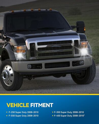 مجموعة المصابيح الأمامية PHILTOP لعام 2008 2009 2010 Ford F250 F350 F450 Super Duty، مصباح أمامي هالوجين أسود مبيت عدسة شفافة عاكس واضح، سائق بديل بنمط OE وجانب الركاب in Kuwait