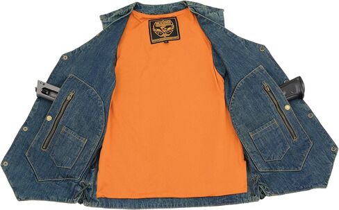 Milwaukee Leather Men's Blue Denim 10 Pocket Side Lace Vest DM1989 in Saudi Arabia