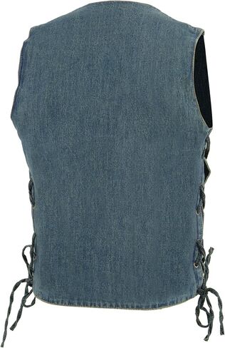 Milwaukee Leather Men's Blue Denim 10 Pocket Side Lace Vest DM1989 in Saudi Arabia