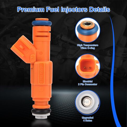 حاقن الوقود يناسب فورد كراون فيكتوريا F250 F350 F450 F550 Super Duty E350 E450 E550، لينكولن تاون كار، ميركوري جراند ماركيز 4.6 6.8L 2003-2004 استبدال 0280155917 CM5138 4 فتحات مجموعة من 8 in Saudi Arabia