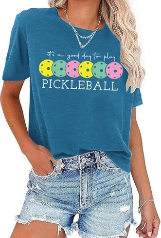 Women's Pickleball Shirt Funny Casual Short Sleeve Sport It's A Good Day to Play Pickleball Graphic Tees Tops in Saudi Arabia