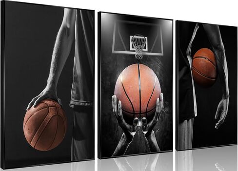 3Pcs Basketball Posters Black White Canvas Wall Art Pictures Prints for Mens Teen Boys Room Bedroom Dormitory Office Wall Decor 12x16in Unframed in Saudi Arabia