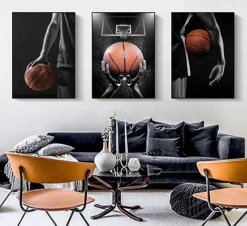 3Pcs Basketball Posters Black White Canvas Wall Art Pictures Prints for Mens Teen Boys Room Bedroom Dormitory Office Wall Decor 12x16in Unframed in Saudi Arabia