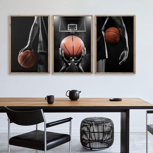 3Pcs Basketball Posters Black White Canvas Wall Art Pictures Prints for Mens Teen Boys Room Bedroom Dormitory Office Wall Decor 12x16in Unframed in Saudi Arabia