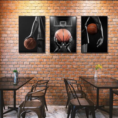 3Pcs Basketball Posters Black White Canvas Wall Art Pictures Prints for Mens Teen Boys Room Bedroom Dormitory Office Wall Decor 12x16in Unframed in Saudi Arabia