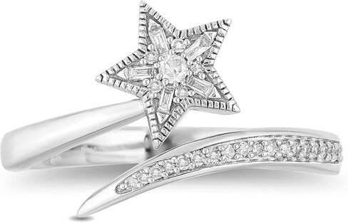 Jewelili Enchanted Disney Fine Jewelry Sterling Silver with 1/8 Cttw Diamonds Tinker Bell Fashion Ring. in Saudi Arabia