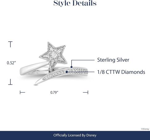 Jewelili Enchanted Disney Fine Jewelry Sterling Silver with 1/8 Cttw Diamonds Tinker Bell Fashion Ring. in Saudi Arabia