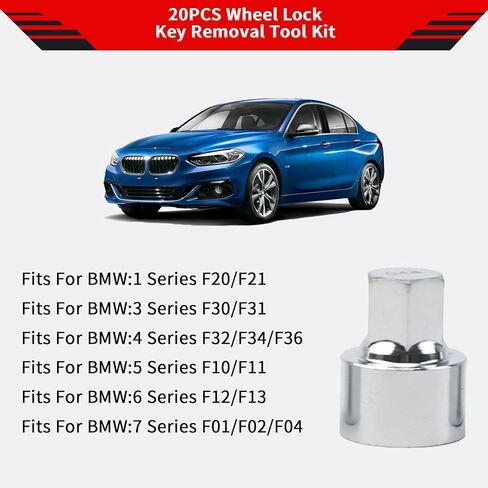 20 قطعة مفتاح قفل العجلة مجموعة أدوات إزالة الصواميل مكافحة سرقة المسمار صامولة عروة مجموعة مقابس يناسب BMW 1 3 4 5 6 7 سلسلة in Kuwait