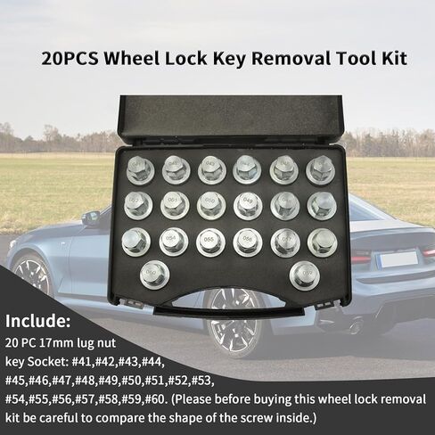 20 قطعة مفتاح قفل العجلة مجموعة أدوات إزالة الصواميل مكافحة سرقة المسمار صامولة عروة مجموعة مقابس يناسب BMW 1 3 4 5 6 7 سلسلة in Kuwait