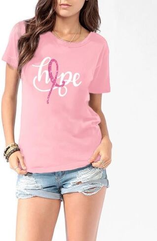 LBP Womens Breast Cancer Hope T-Shirts Pink Ribbon Shirts Breast Cancer Awareness Tee in Saudi Arabia