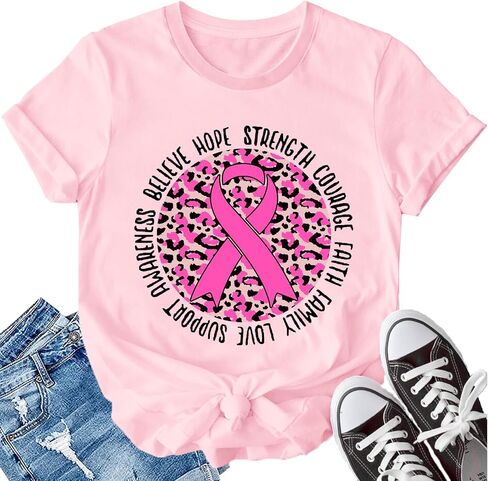 LBP Womens Breast Cancer Hope T-Shirts Pink Ribbon Shirts Breast Cancer Awareness Tee in Saudi Arabia