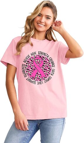 LBP Womens Breast Cancer Hope T-Shirts Pink Ribbon Shirts Breast Cancer Awareness Tee in Saudi Arabia