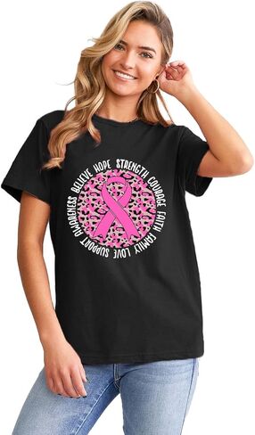 LBP Womens Breast Cancer Hope T-Shirts Pink Ribbon Shirts Breast Cancer Awareness Tee in Kuwait