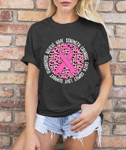LBP Womens Breast Cancer Hope T-Shirts Pink Ribbon Shirts Breast Cancer Awareness Tee in Kuwait