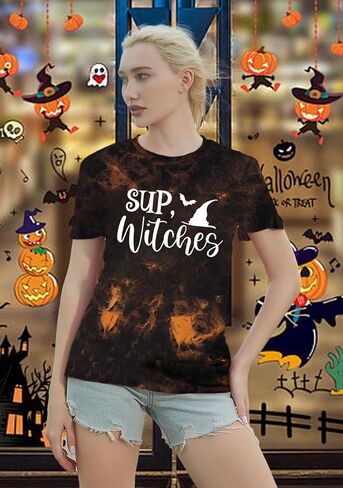 Halloween Shirts for Women Halloween Witch T-Shirt Hocus Pocus Tee Tops in Saudi Arabia