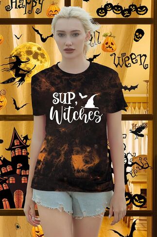 Halloween Shirts for Women Halloween Witch T-Shirt Hocus Pocus Tee Tops in Saudi Arabia
