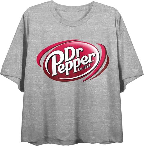 تي شيرت نسائي قصير برسومات رمادية منقطية يحمل شعار Dr. Pepper Classic in Saudi Arabia