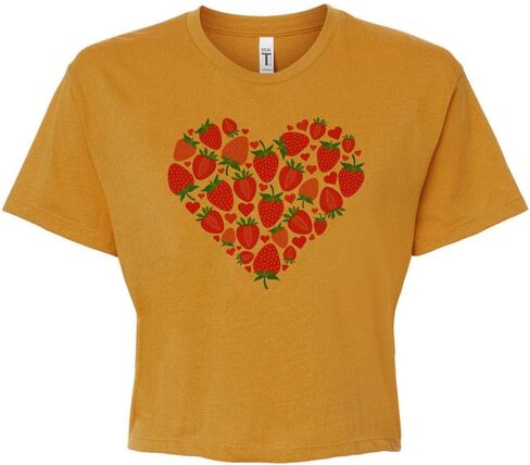 TeesAndTankYou Strawberry Heart Crop Tee Shirt Women's in Saudi Arabia
