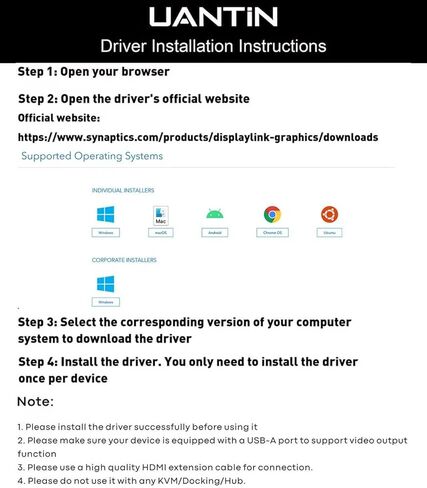 USB C to HDMI Adapter for Mac M1/M2/M3, 4K@60Hz DisplayLink (DL6950) Adapter for Dual Monitor, HDMI Splitter Extended Display Adapter for MacBook Air/Pro, Laptop, Driver Required in Kuwait