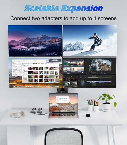 USB C to HDMI Adapter for Mac M1/M2/M3, 4K@60Hz DisplayLink (DL6950) Adapter for Dual Monitor, HDMI Splitter Extended Display Adapter for MacBook Air/Pro, Laptop, Driver Required in Kuwait