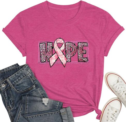 PQZ Breast Cancer Shirts for Women Cancer Awareness Tee Womens Butterfly Tee Shirt Cancer Survivor Tops in Saudi Arabia