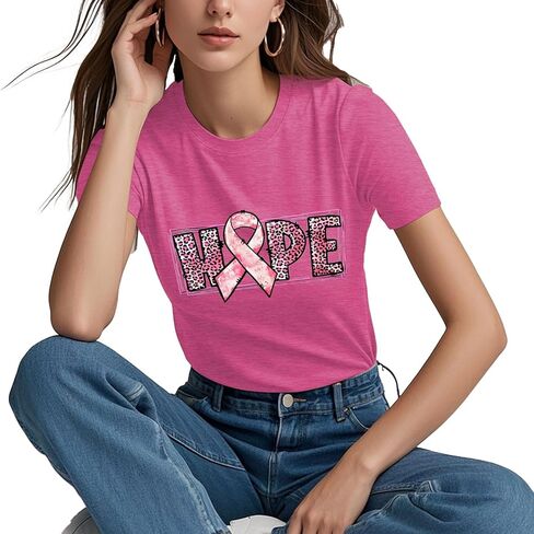 PQZ Breast Cancer Shirts for Women Cancer Awareness Tee Womens Butterfly Tee Shirt Cancer Survivor Tops in Saudi Arabia