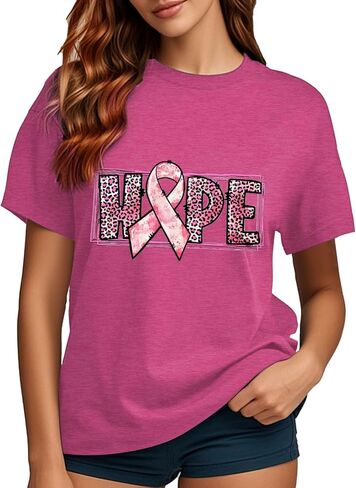 PQZ Breast Cancer Shirts for Women Cancer Awareness Tee Womens Butterfly Tee Shirt Cancer Survivor Tops in Saudi Arabia